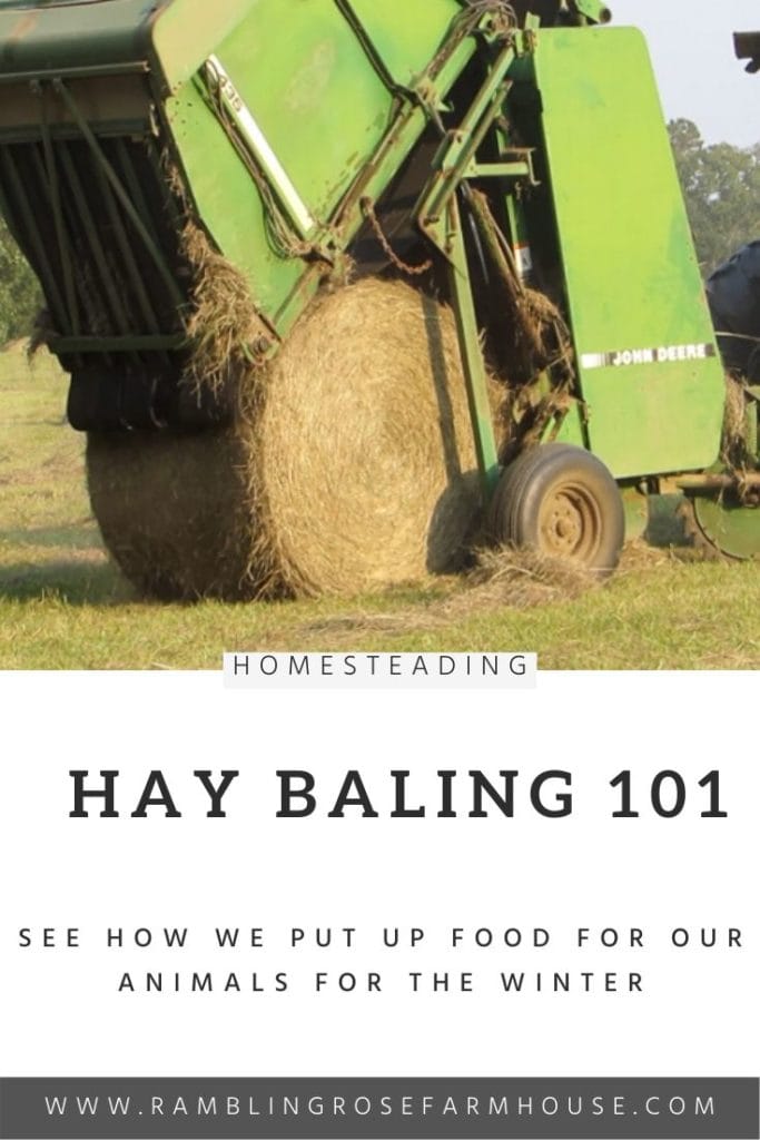 hay baler with a round bale of hay