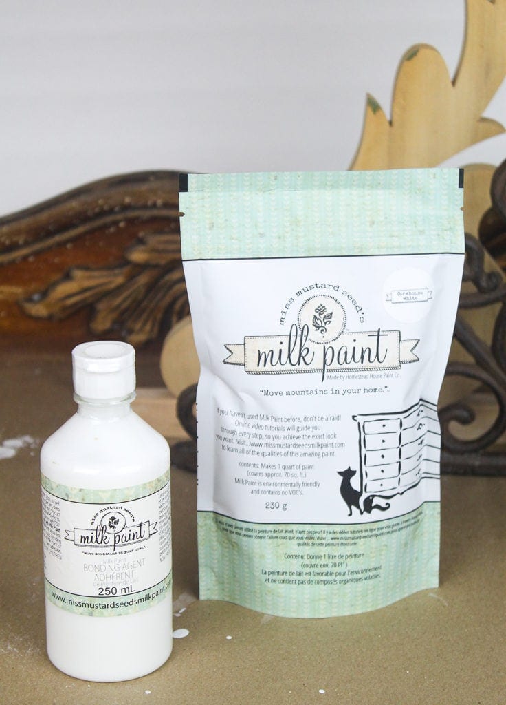 Showing what miss mustard seeds milk paint and bonding agent look like